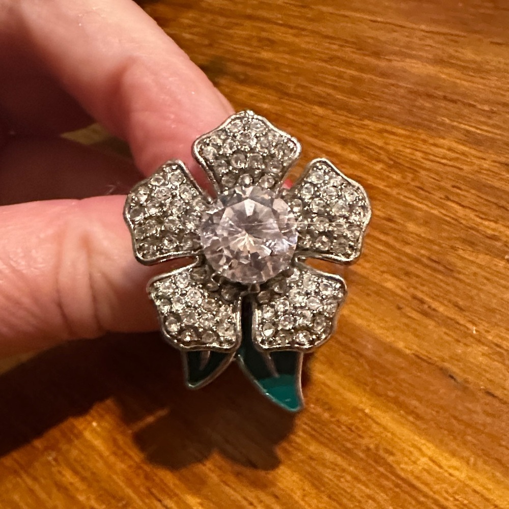 Juicy Couture Silver and Crystal Flower Brooch size 7